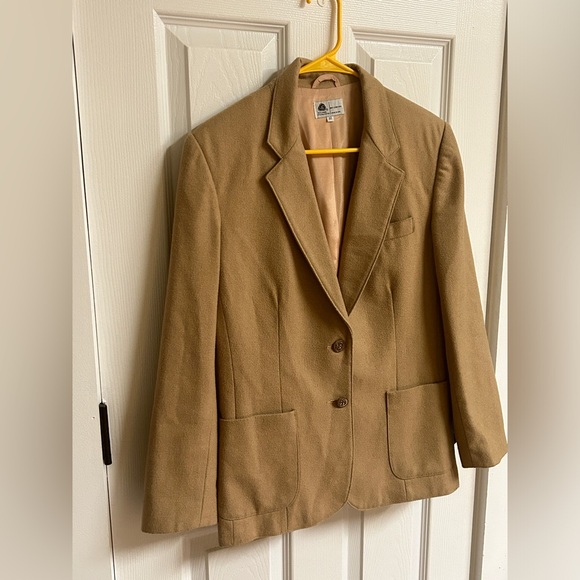 VTG The Fashion Place Solid Brown Wool Blend Two Button Blazer Jacket Women’s 12 - Picture 3 of 13
